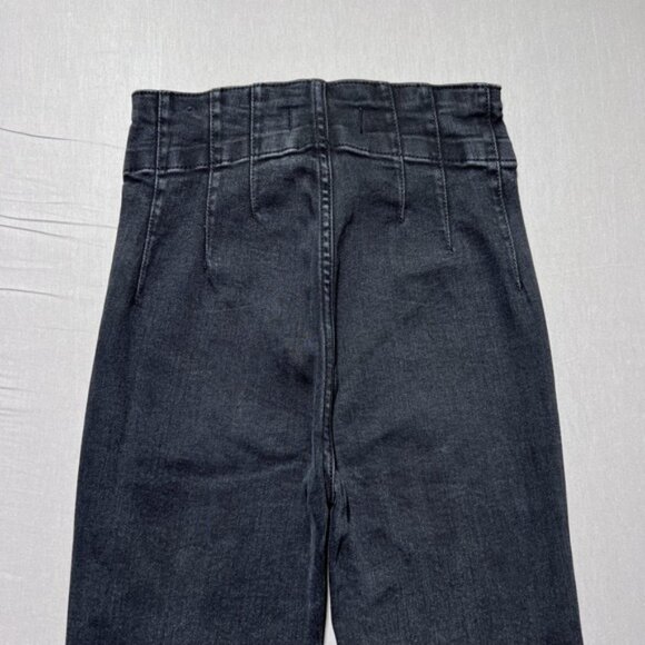 We The Free Jayde Jeans Womens 25 Gray High Rise Retro Flare Waist Double Button - Picture 3 of 15